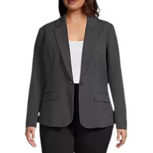 JM Collection Charcoal Gray One Button Blazer Jacket Size 10